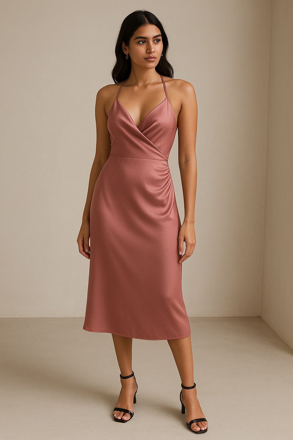 Dusty Pink Cross Bodice Dress