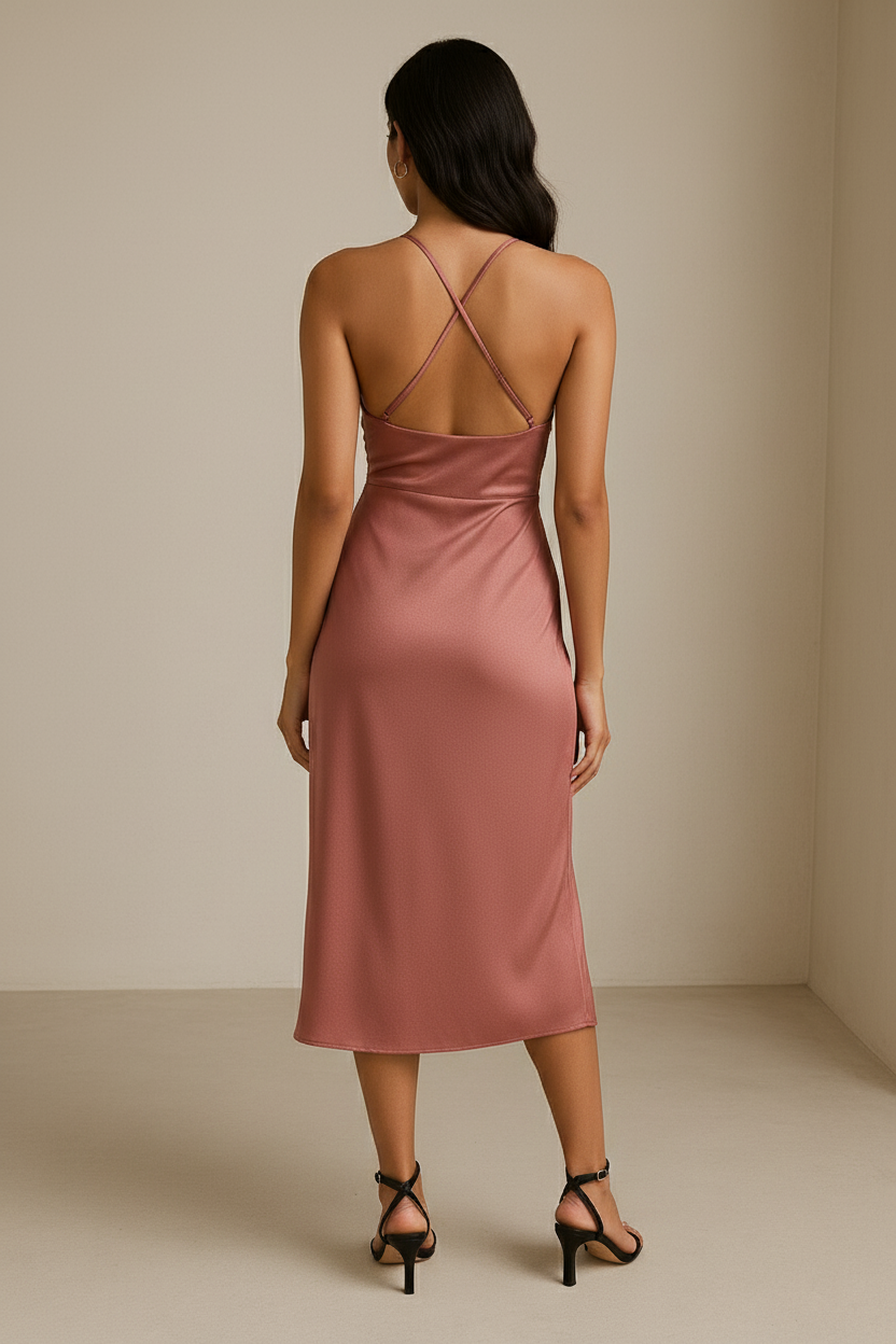 Dusty Pink Cross Bodice Dress