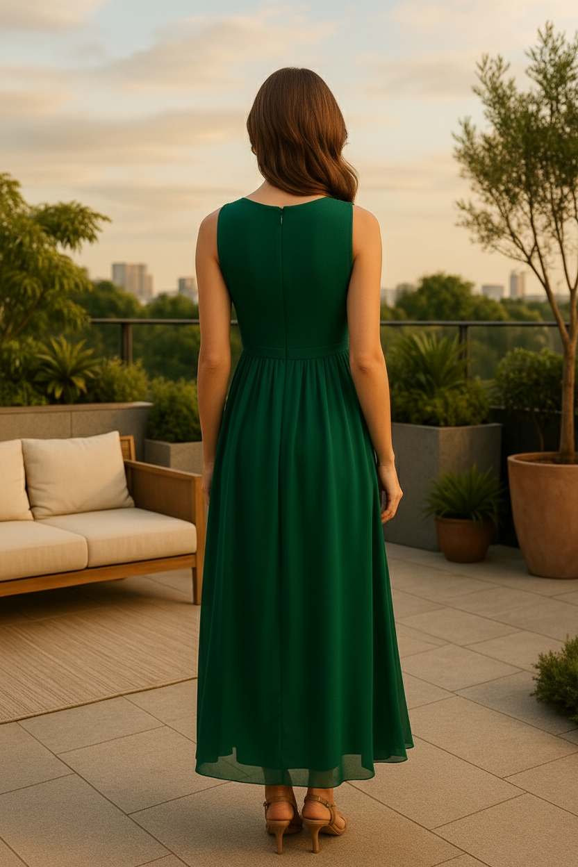 Emerald Green Georgette Dress