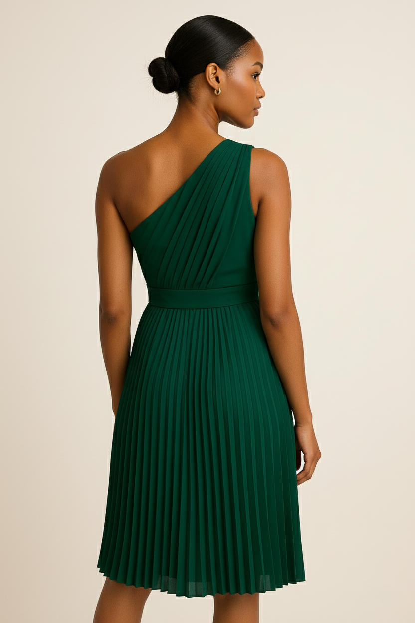 One Shoulder Pleated Dress