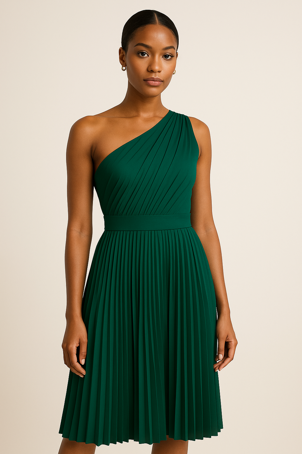 One Shoulder Pleated Dress