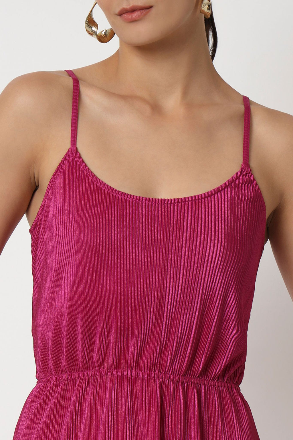 Fushia Long Peated Dress