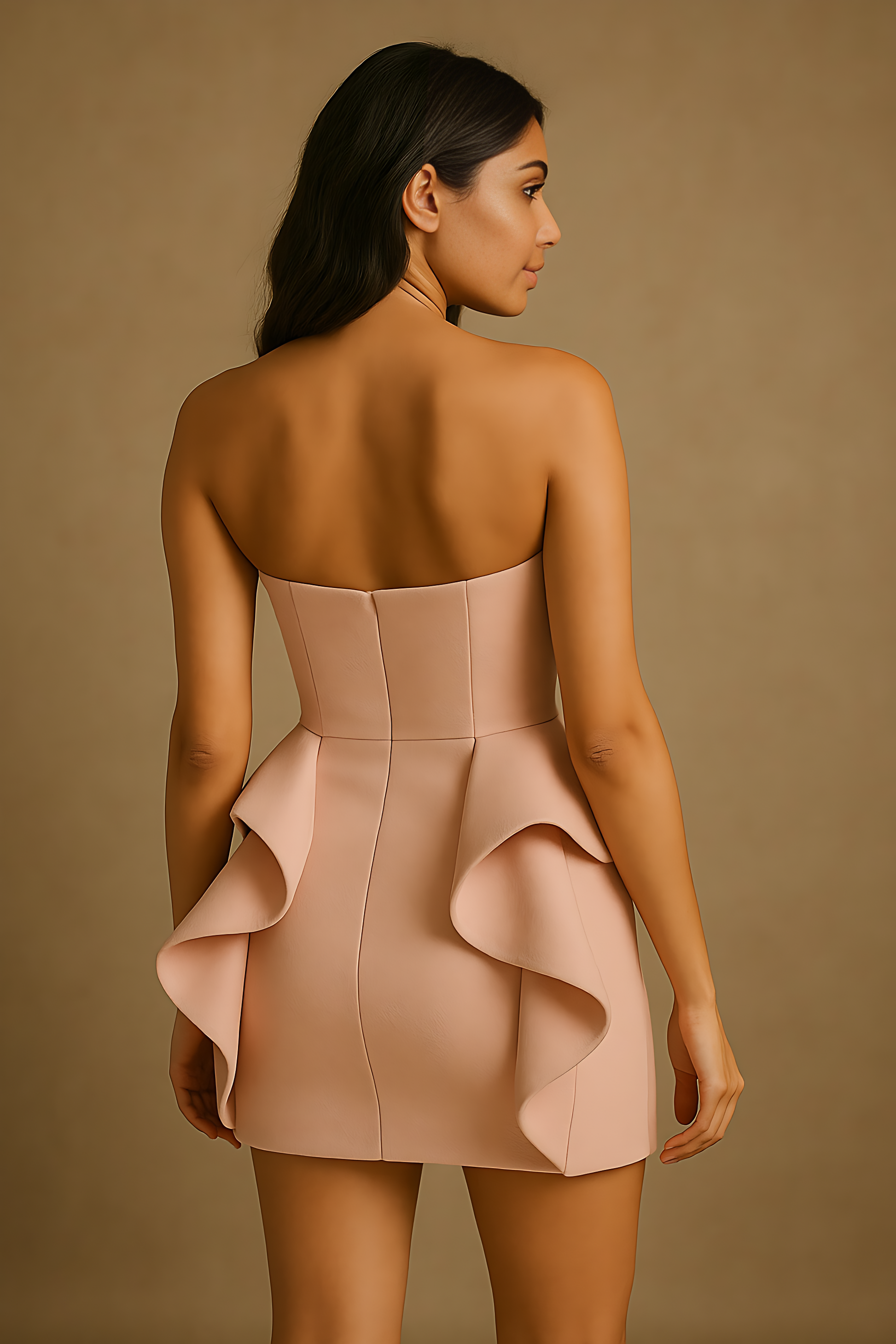 Blush Sculptural Peplum Mini Dress