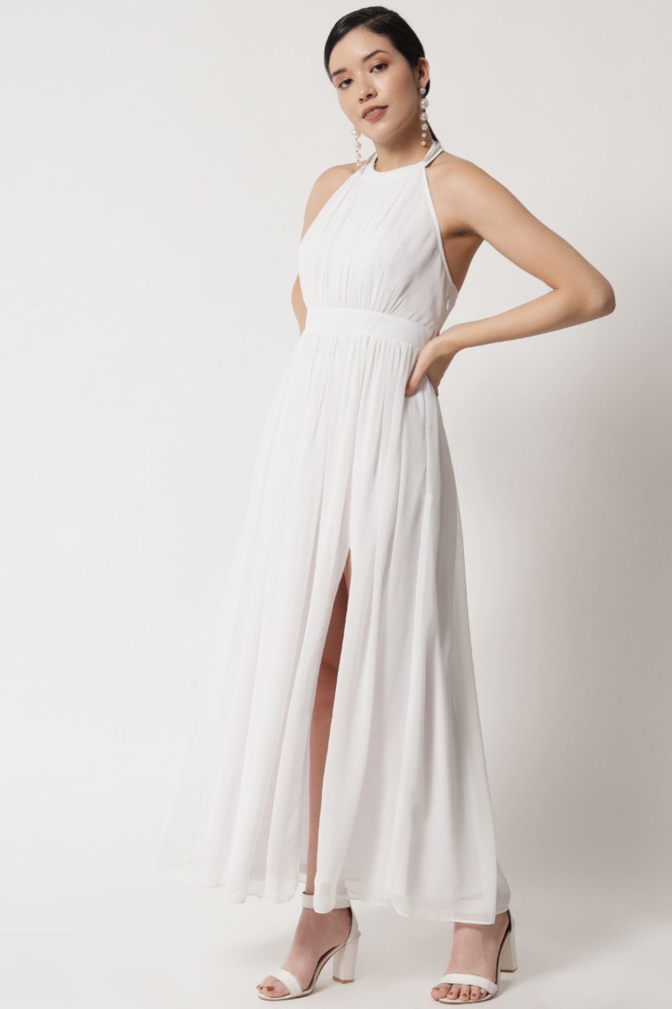 Angelic White Halter Neck Dress - Alter Amour