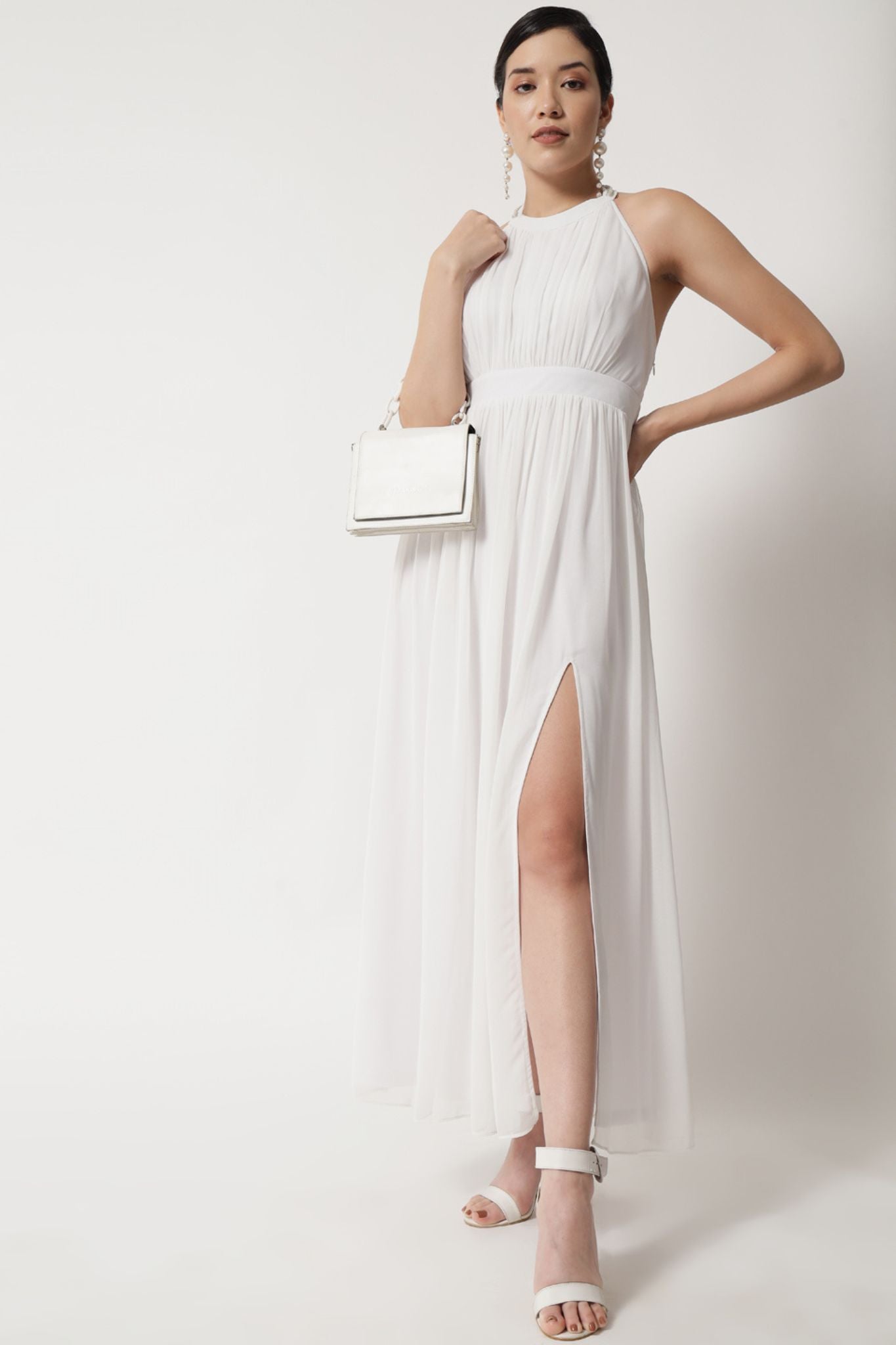 Angelic White Halter Neck Dress - Alter Amour