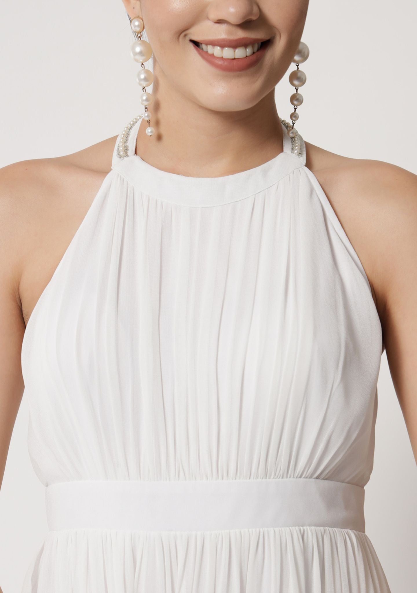Angelic White Halter Neck Dress - Alter Amour