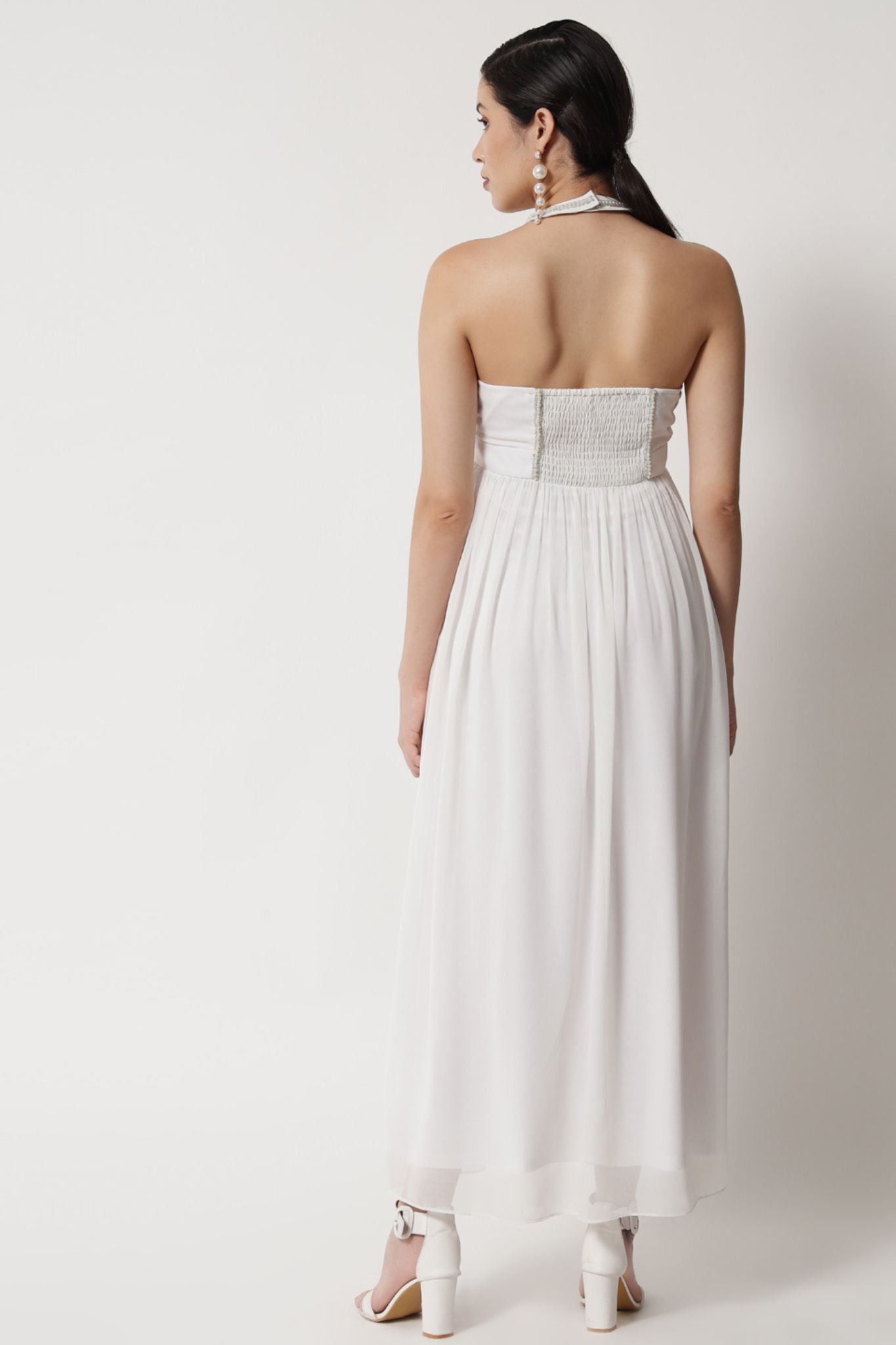 Angelic White Halter Neck Dress - Alter Amour