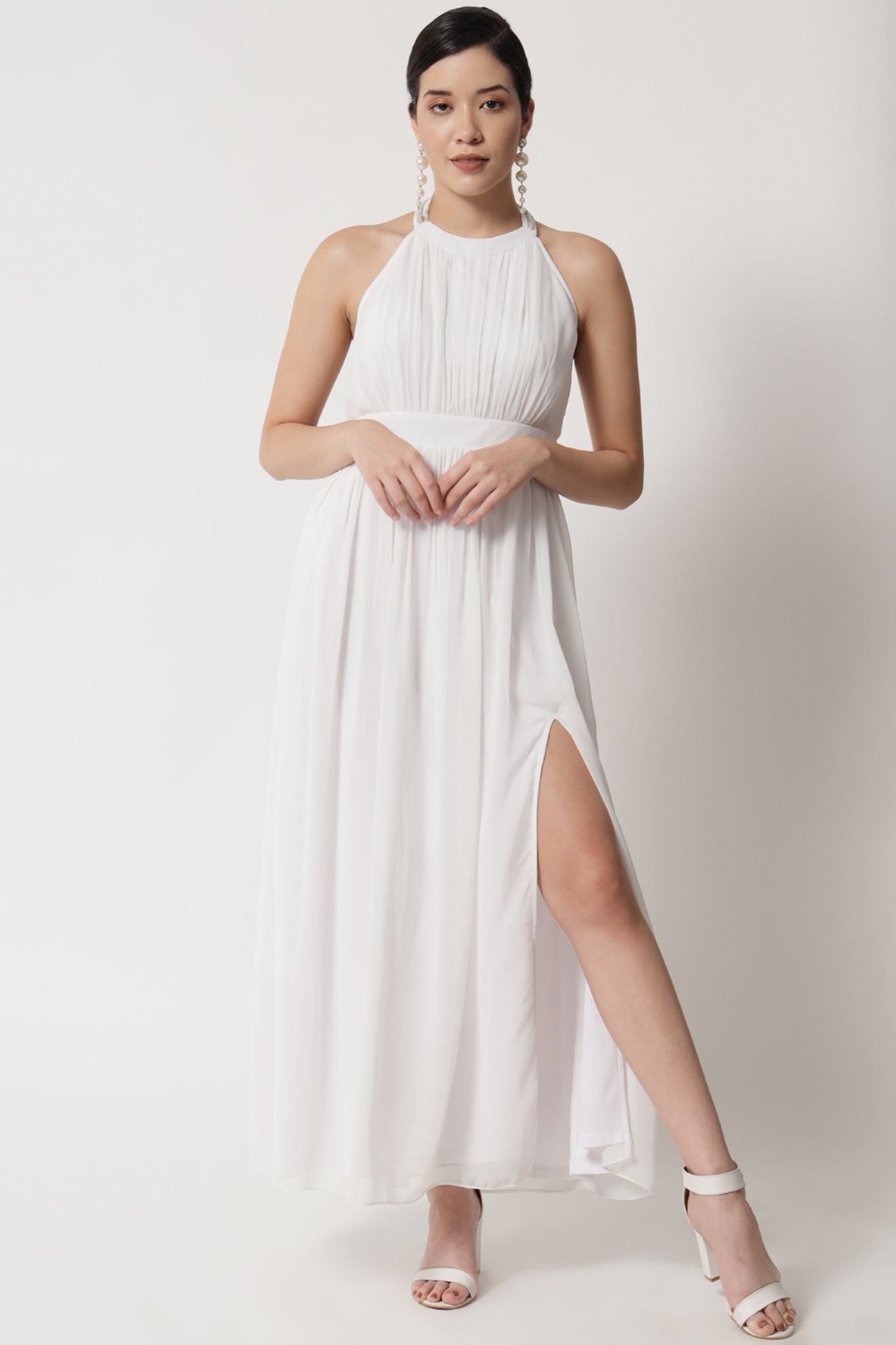 Angelic White Halter Neck Dress - Alter Amour