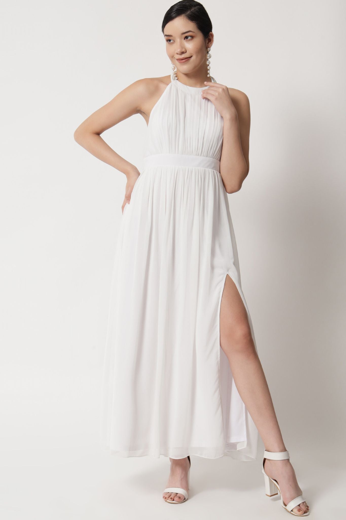 Angelic White Halter Neck Dress - Alter Amour