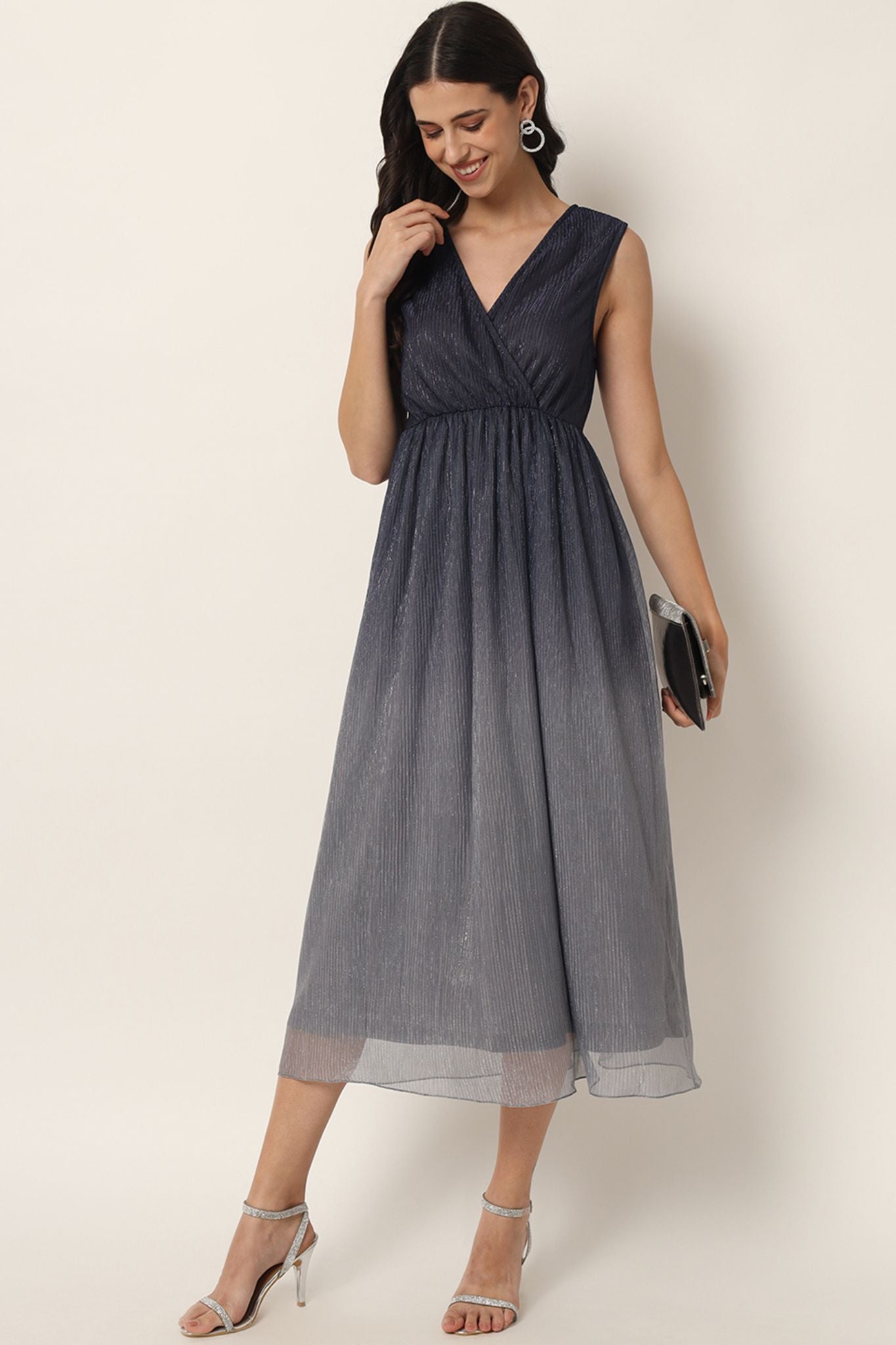 Black Grey Ombré Midi Dress - Alter Amour