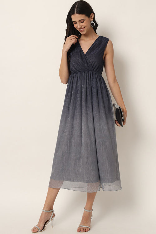 Black Grey Ombré Midi Dress - Alter Amour