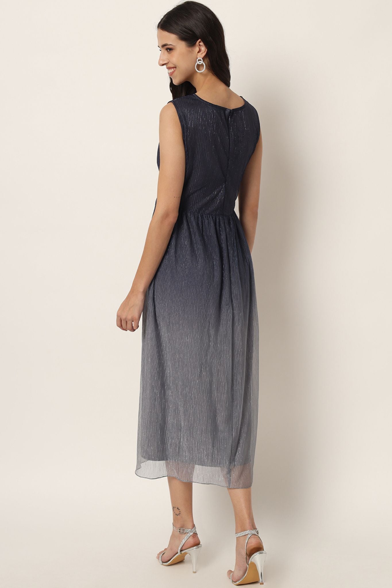Black Grey Ombré Midi Dress - Alter Amour