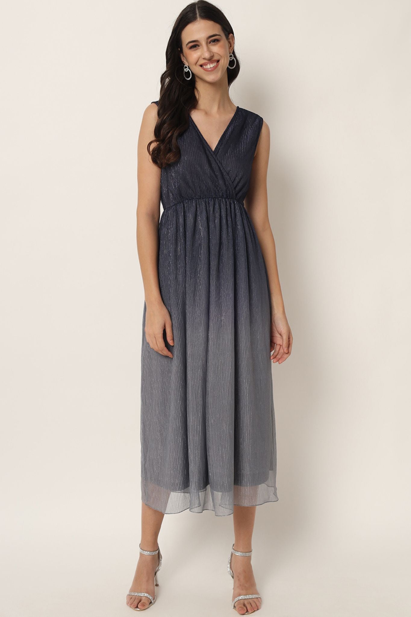 Black Grey Ombré Midi Dress - Alter Amour