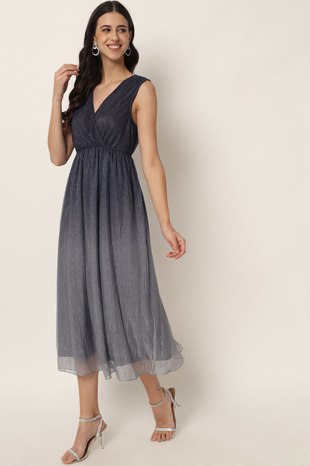 Black Grey Ombré Midi Dress - Alter Amour