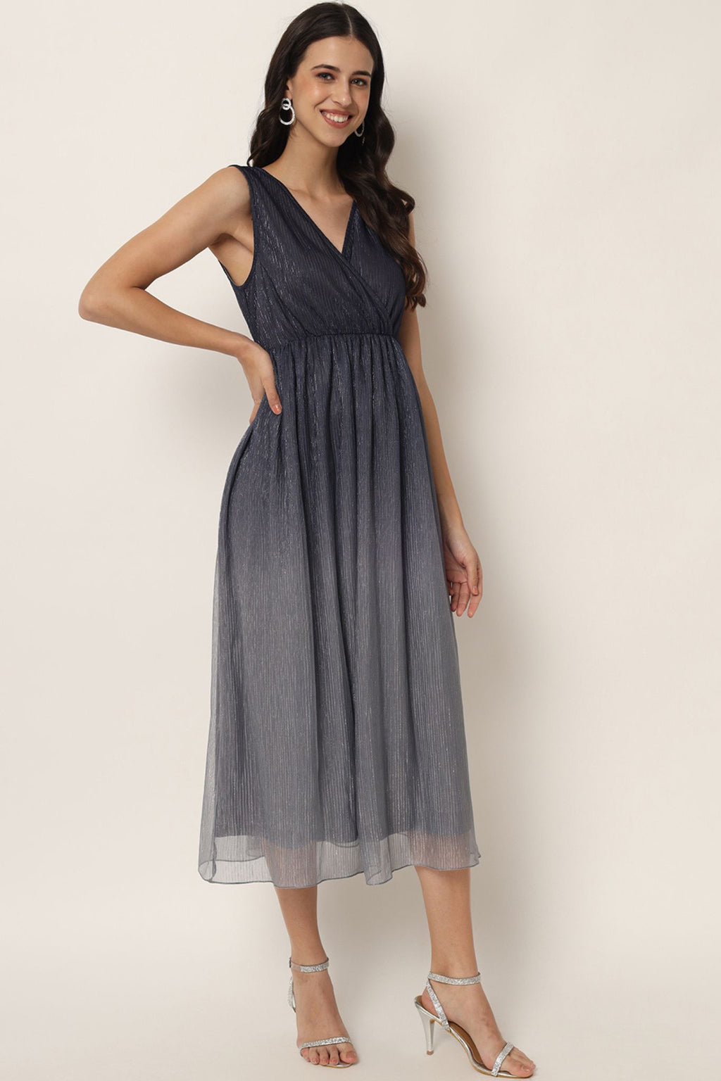 Black Grey Ombré Midi Dress - Alter Amour