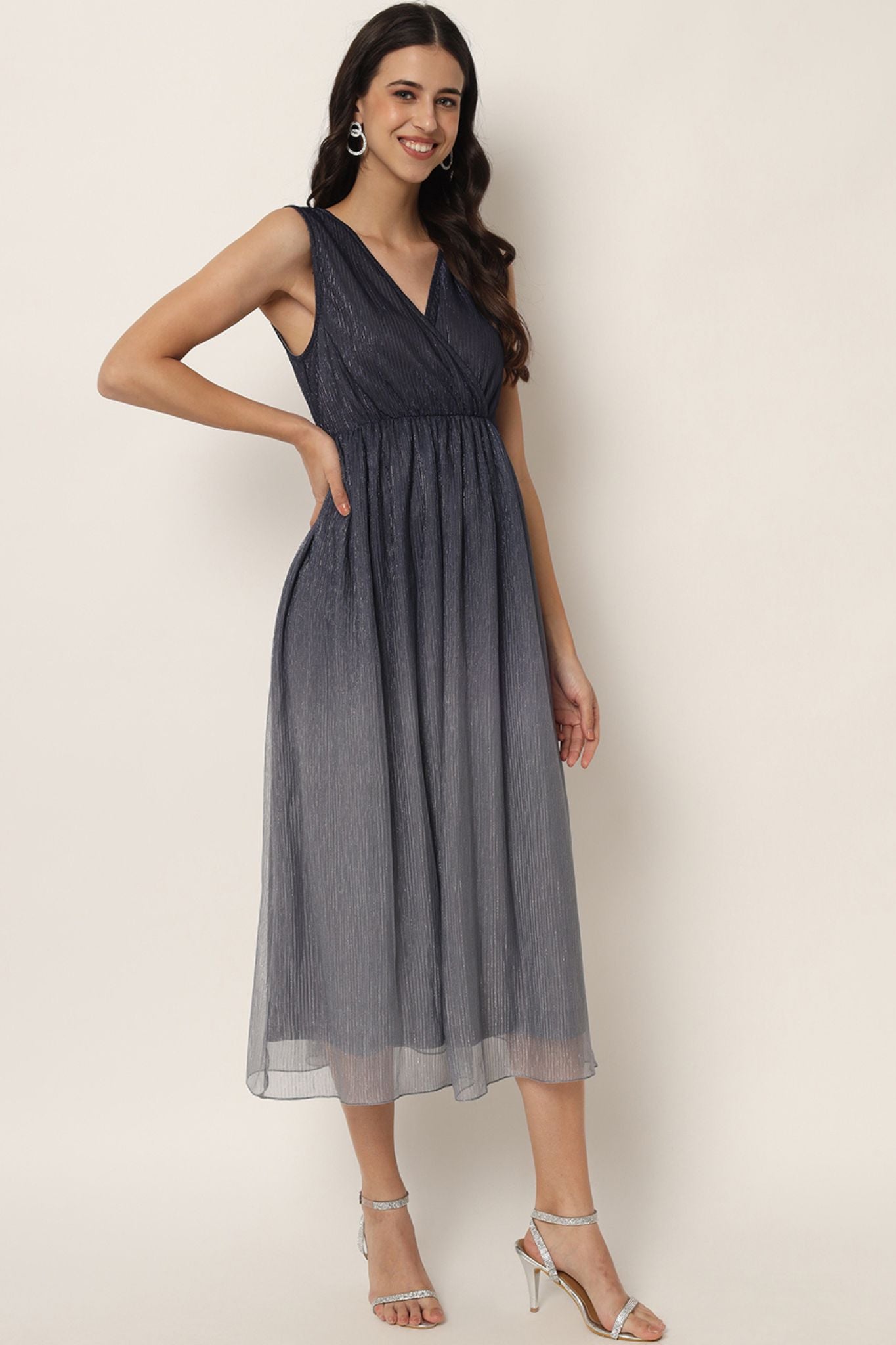 Black Grey Ombré Midi Dress - Alter Amour