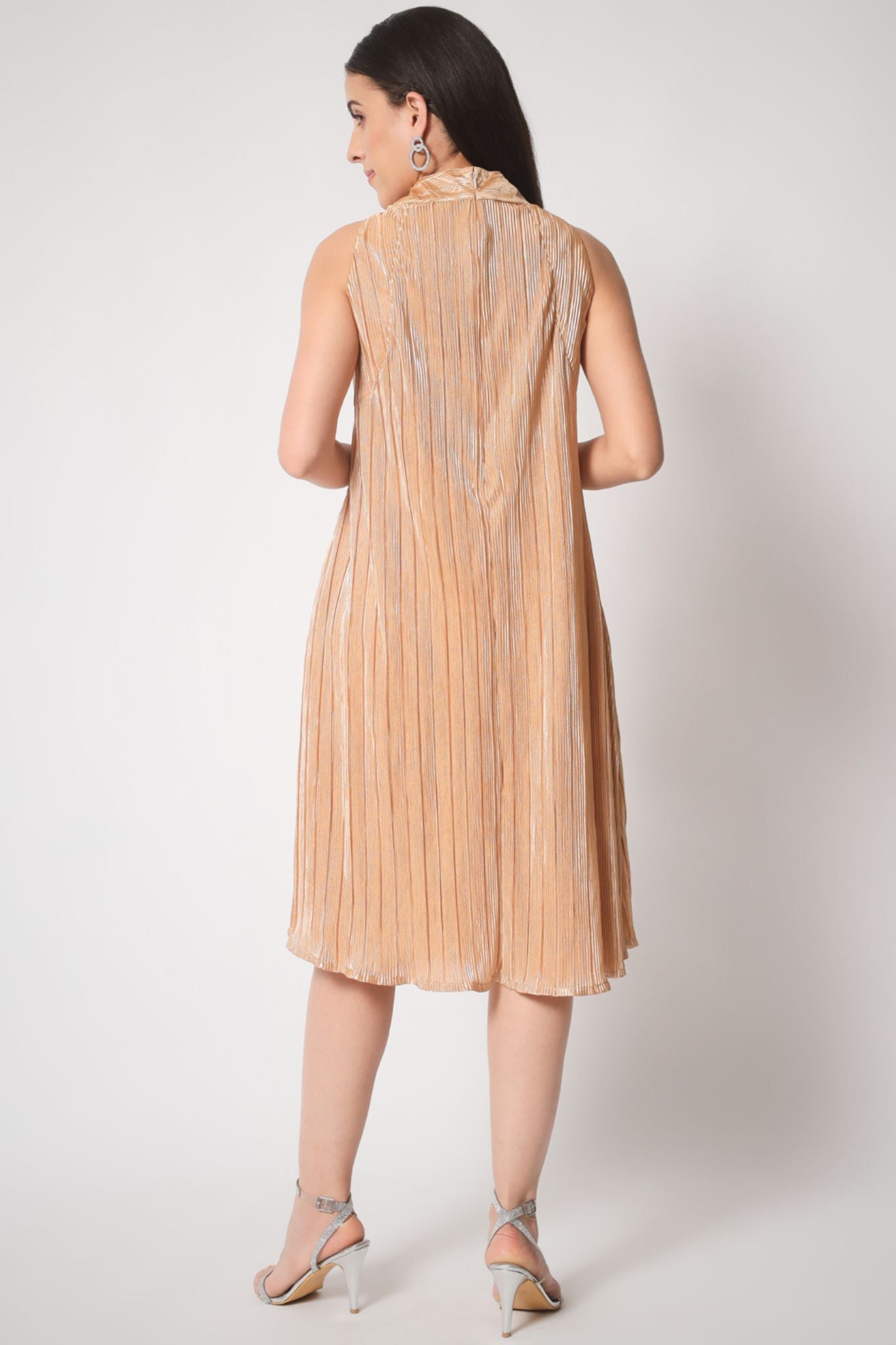Gold Pleated Short Dress