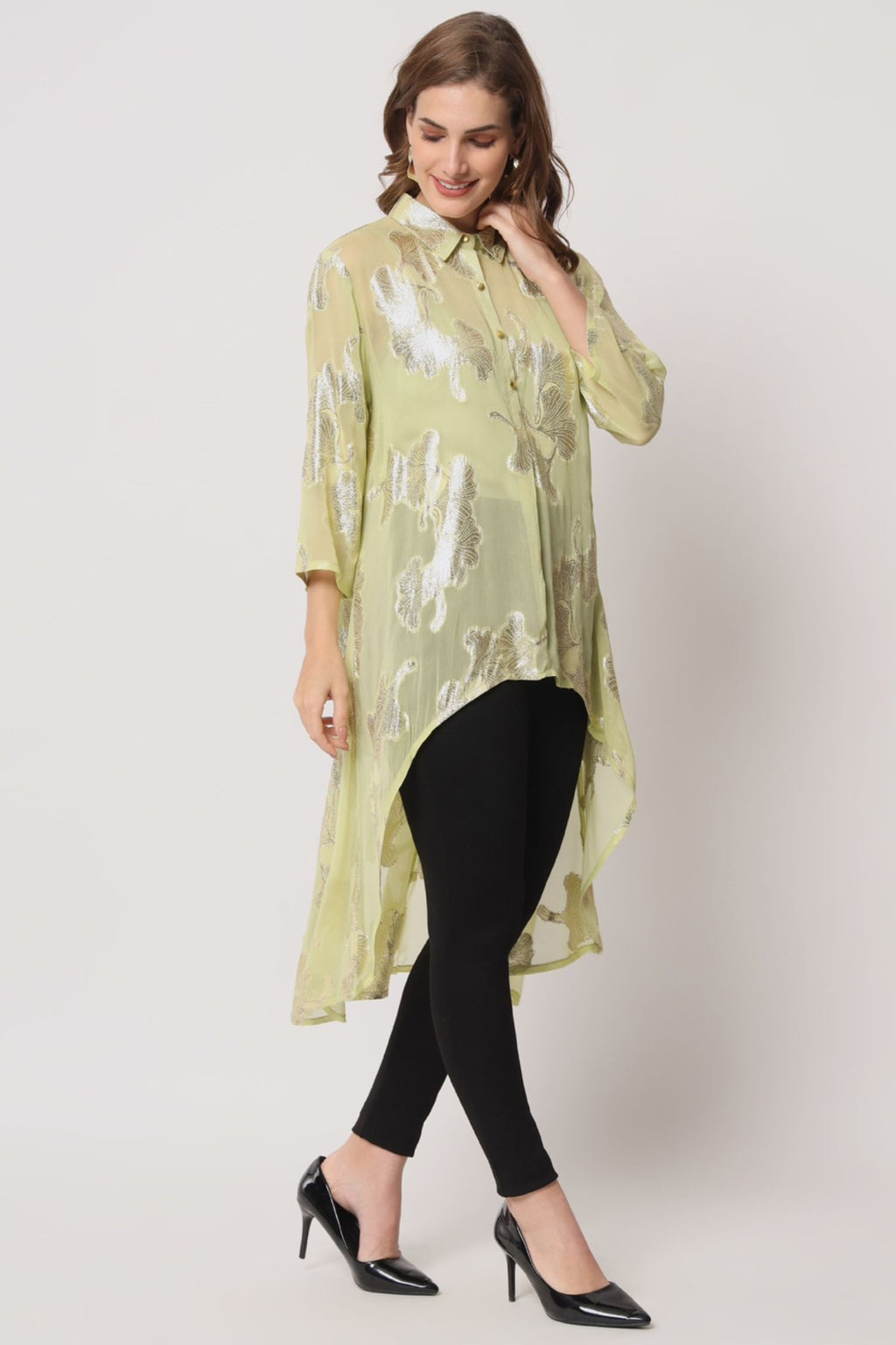 Green Gold Lurex Hilo Tunic