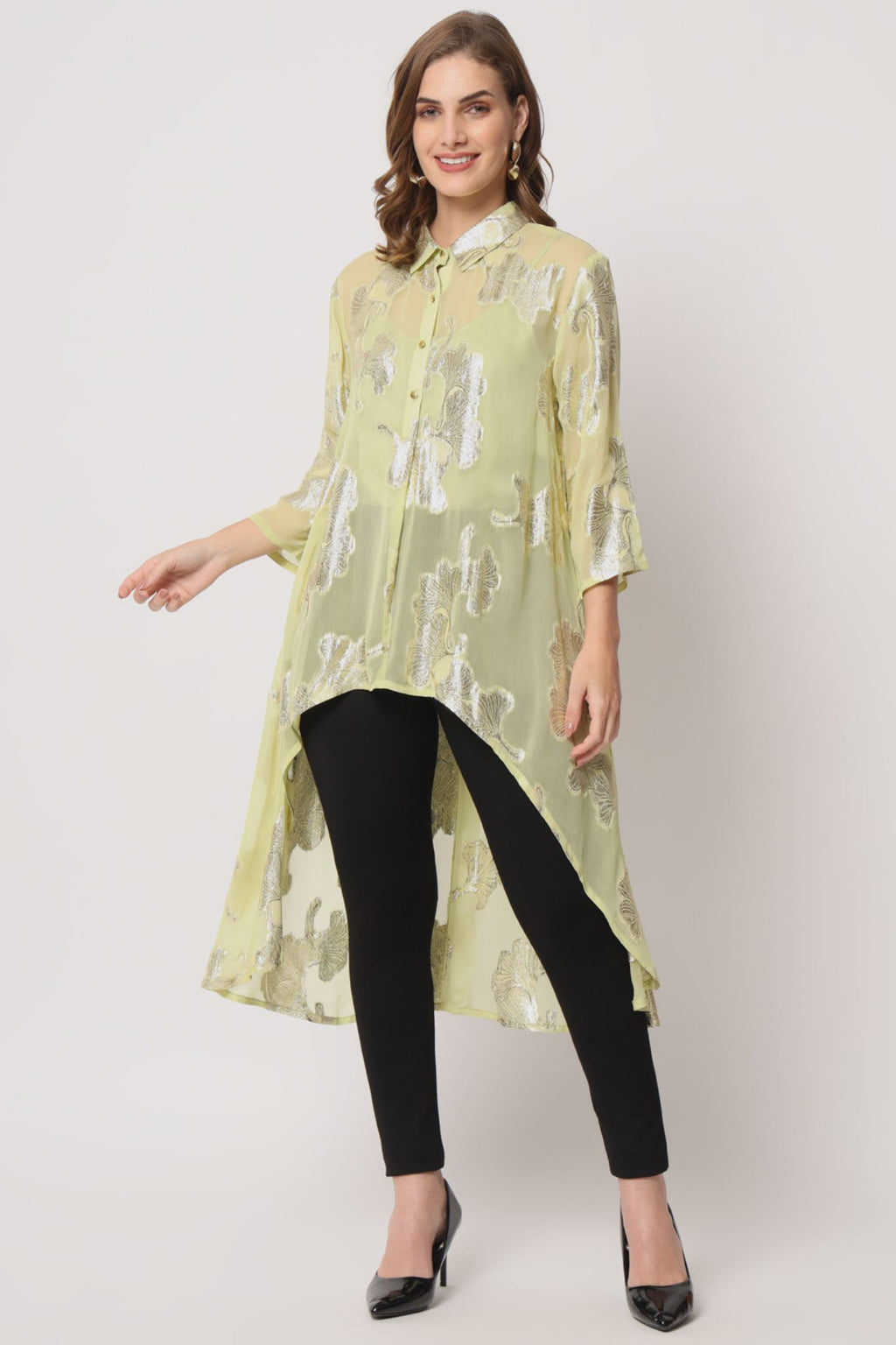 Green Gold Lurex Hilo Tunic