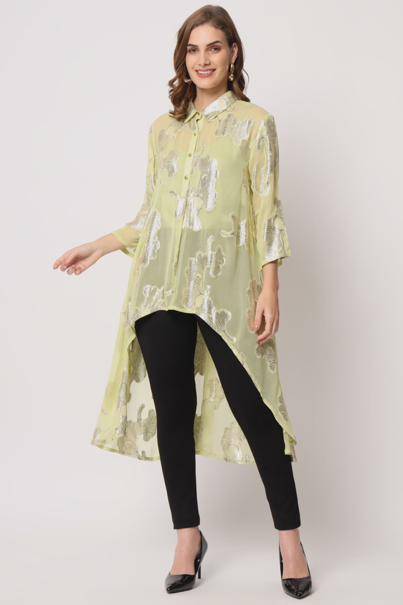 Green Gold Lurex Hilo Tunic