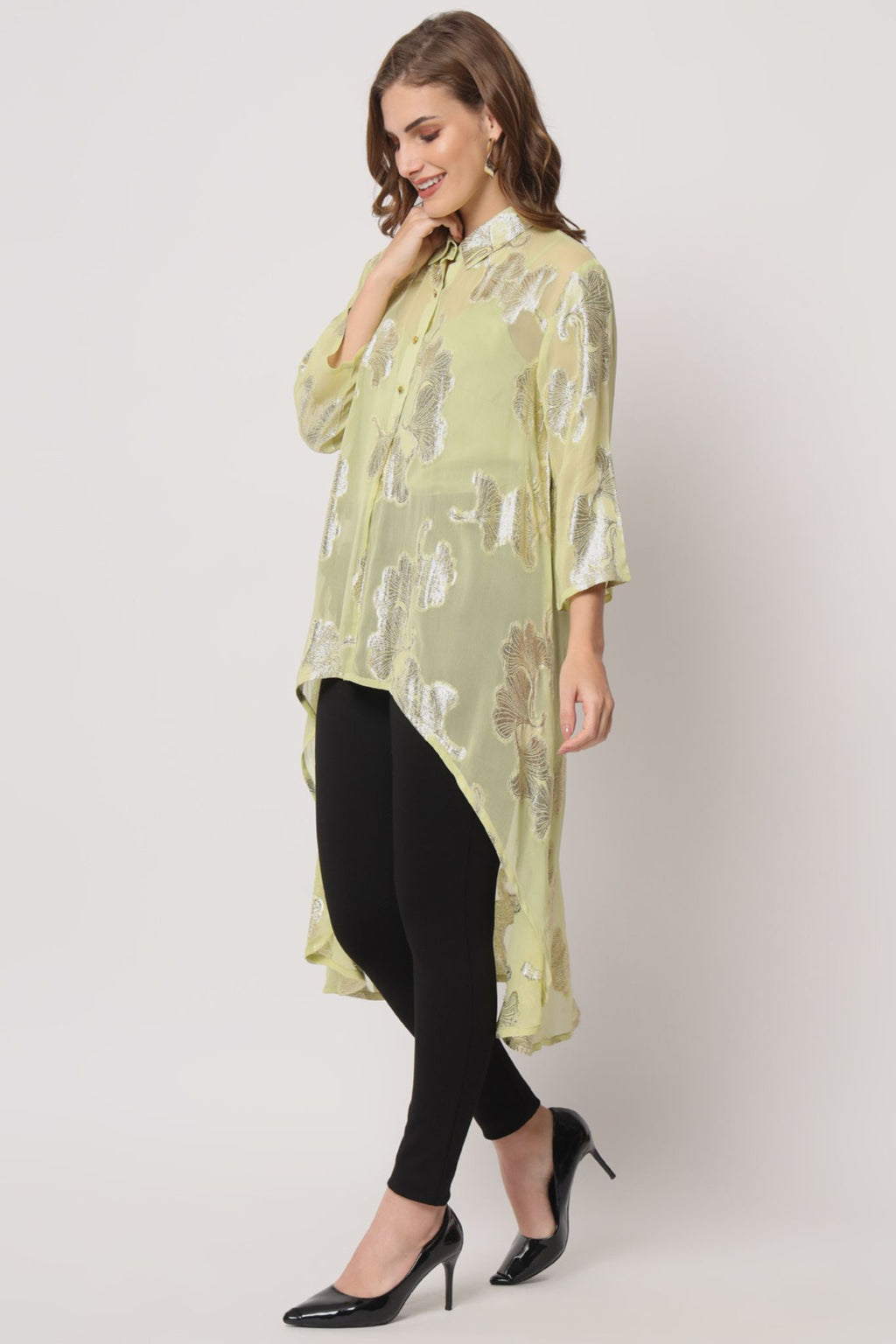 Green Gold Lurex Hilo Tunic