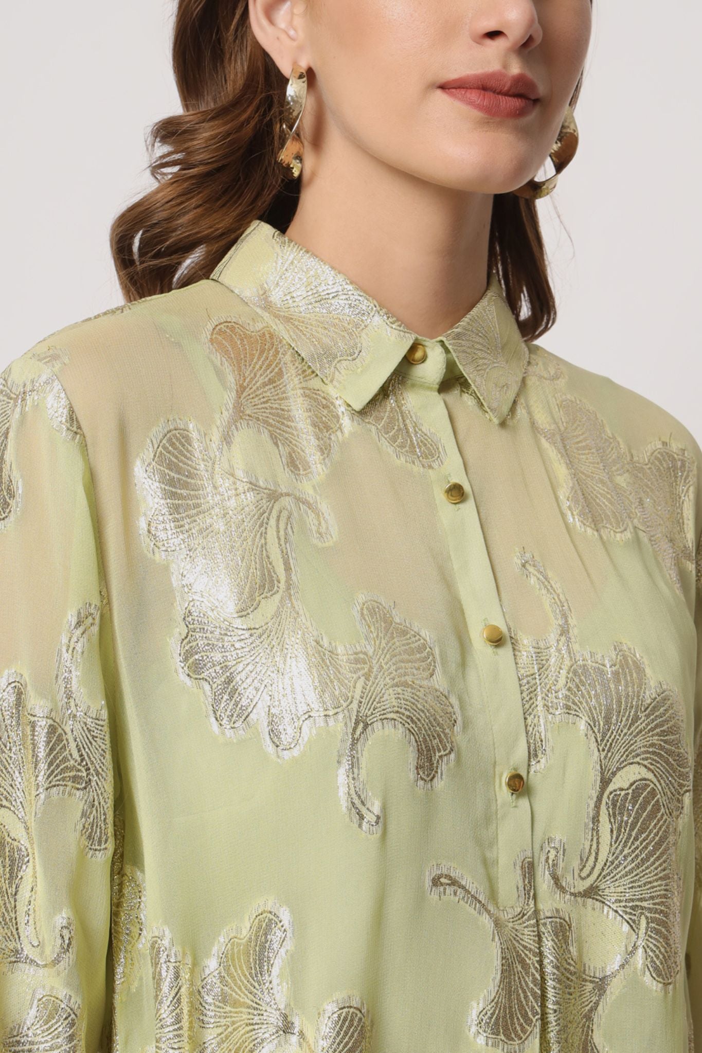 Green Gold Lurex Hilo Tunic