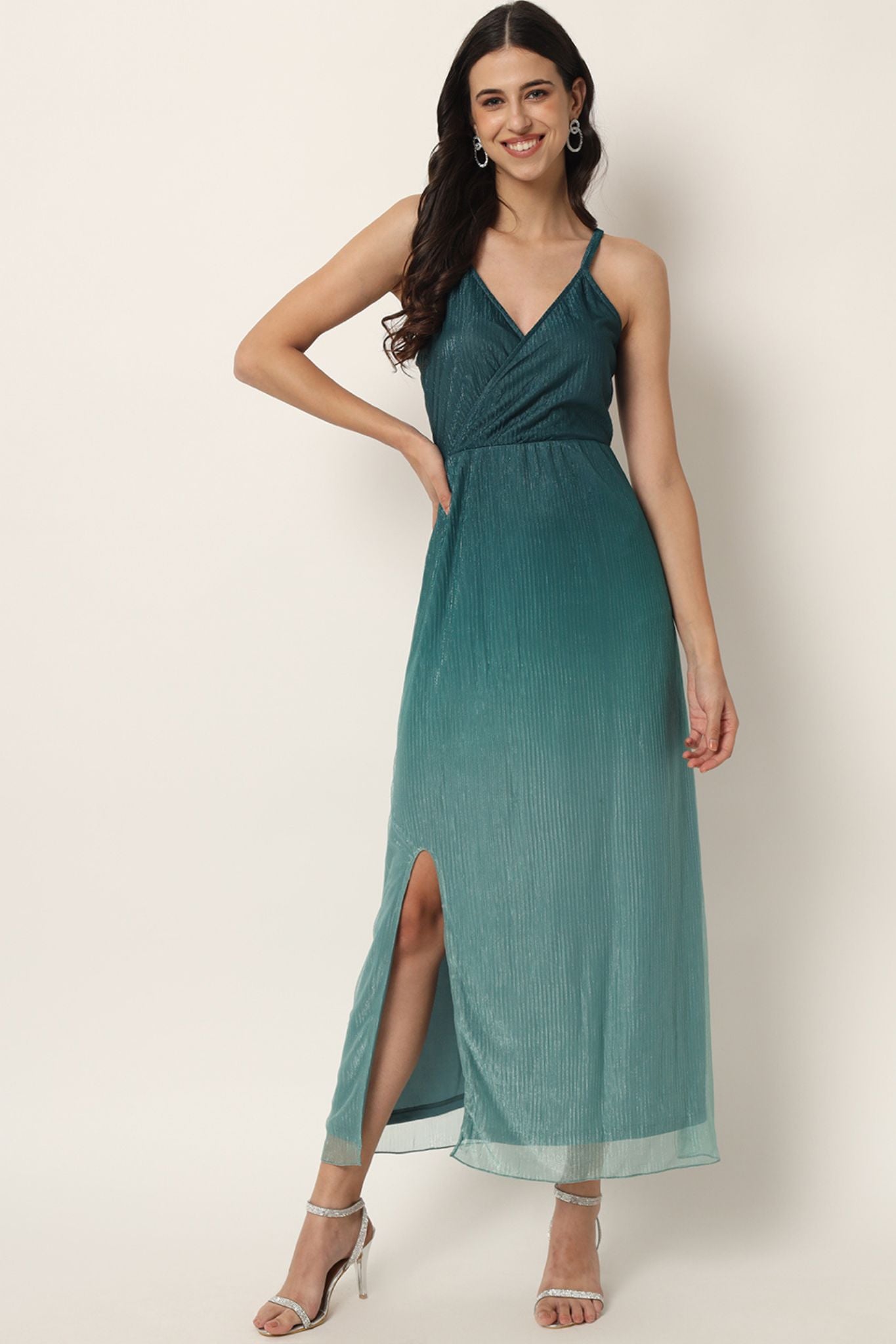 Green Ombré Pleated Maxi Dress - Alter Amour