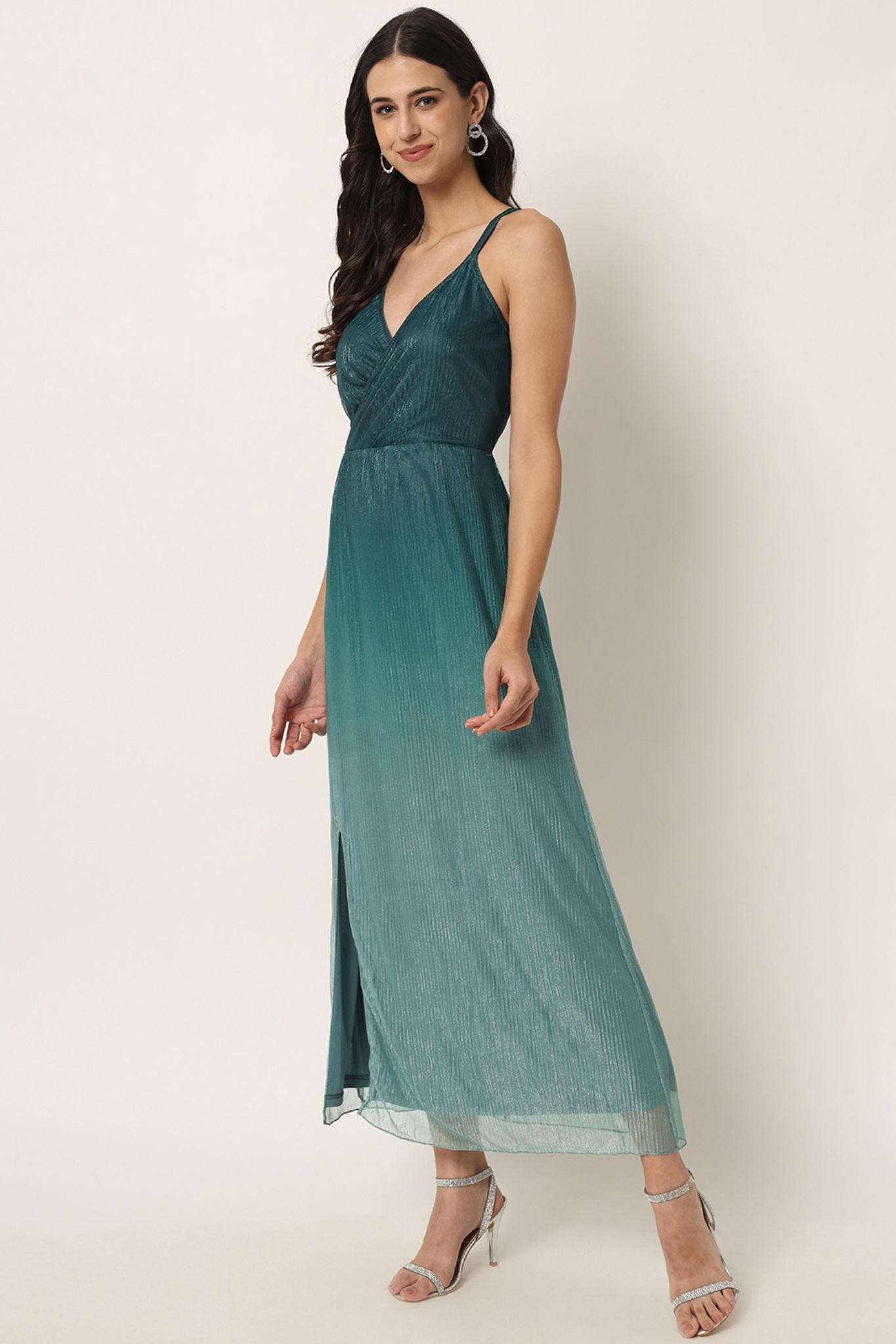 Green Ombré Pleated Maxi Dress - Alter Amour