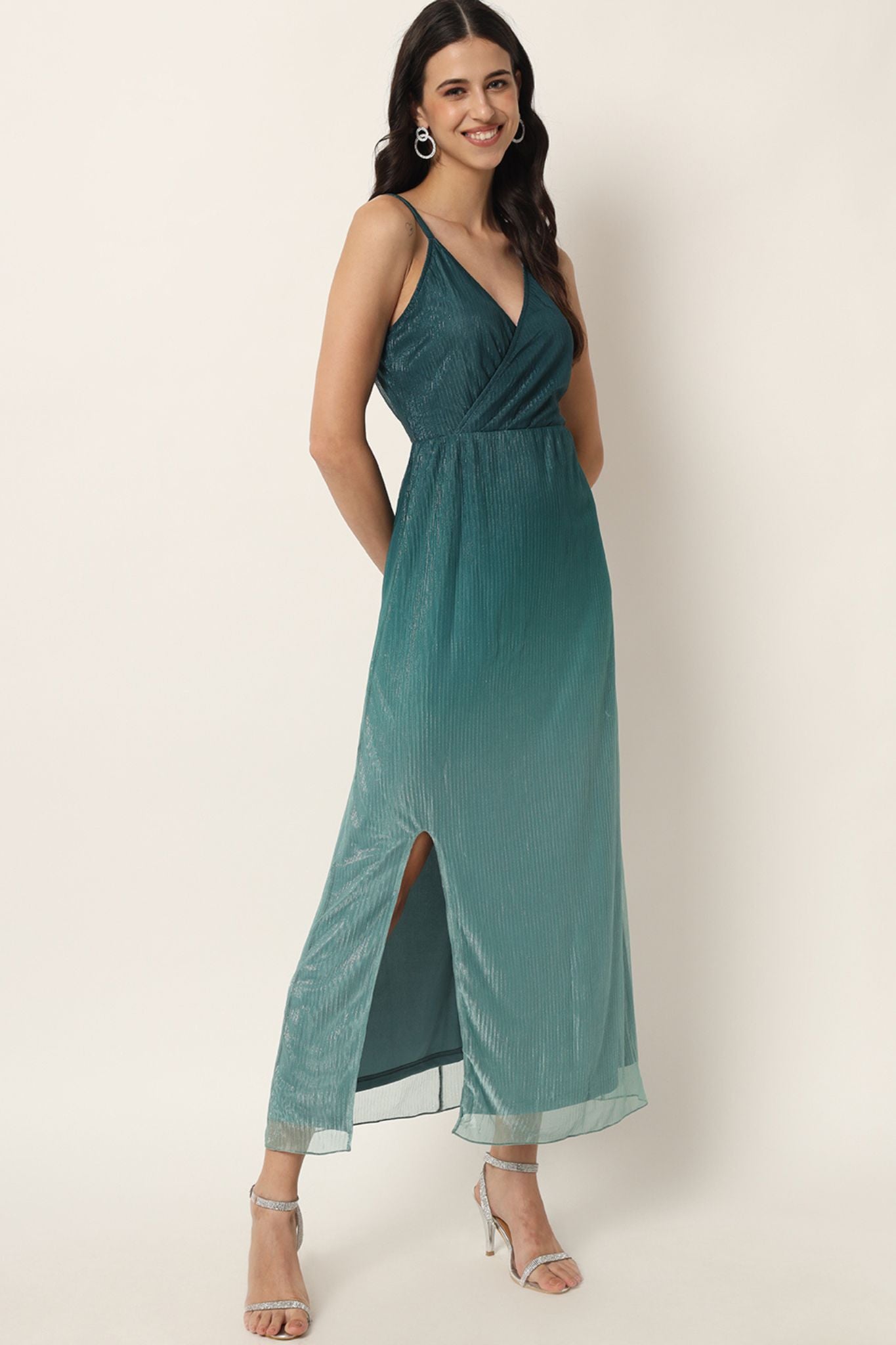 Green Ombré Pleated Maxi Dress - Alter Amour