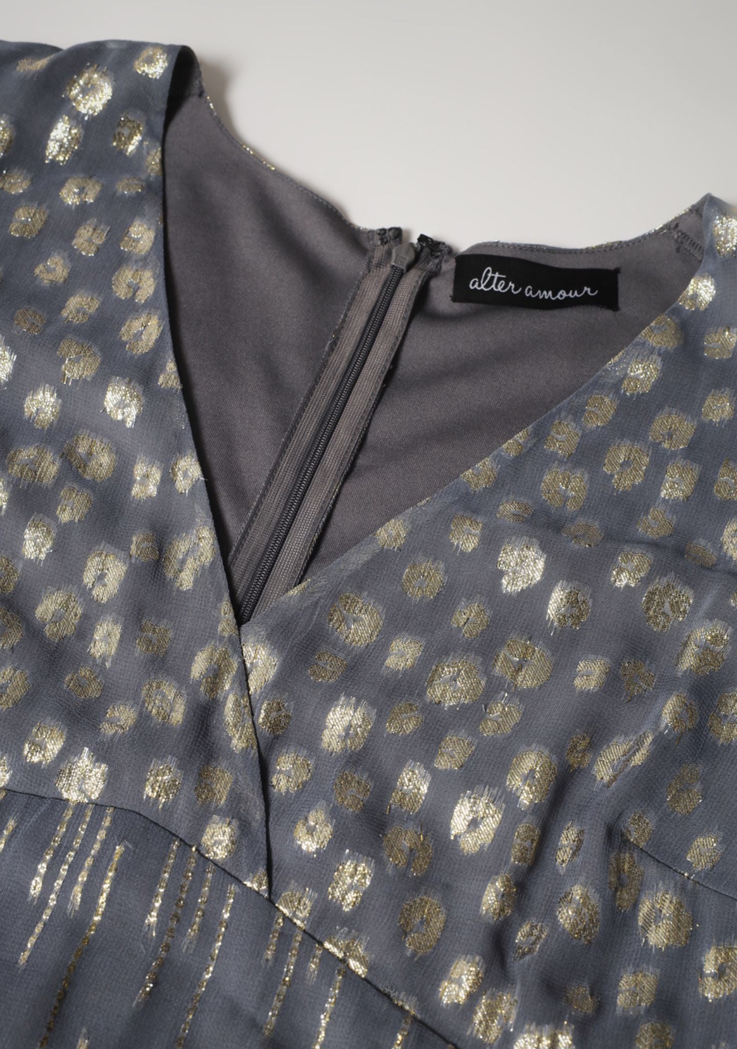 Grey Gold Lurex Tier Dress