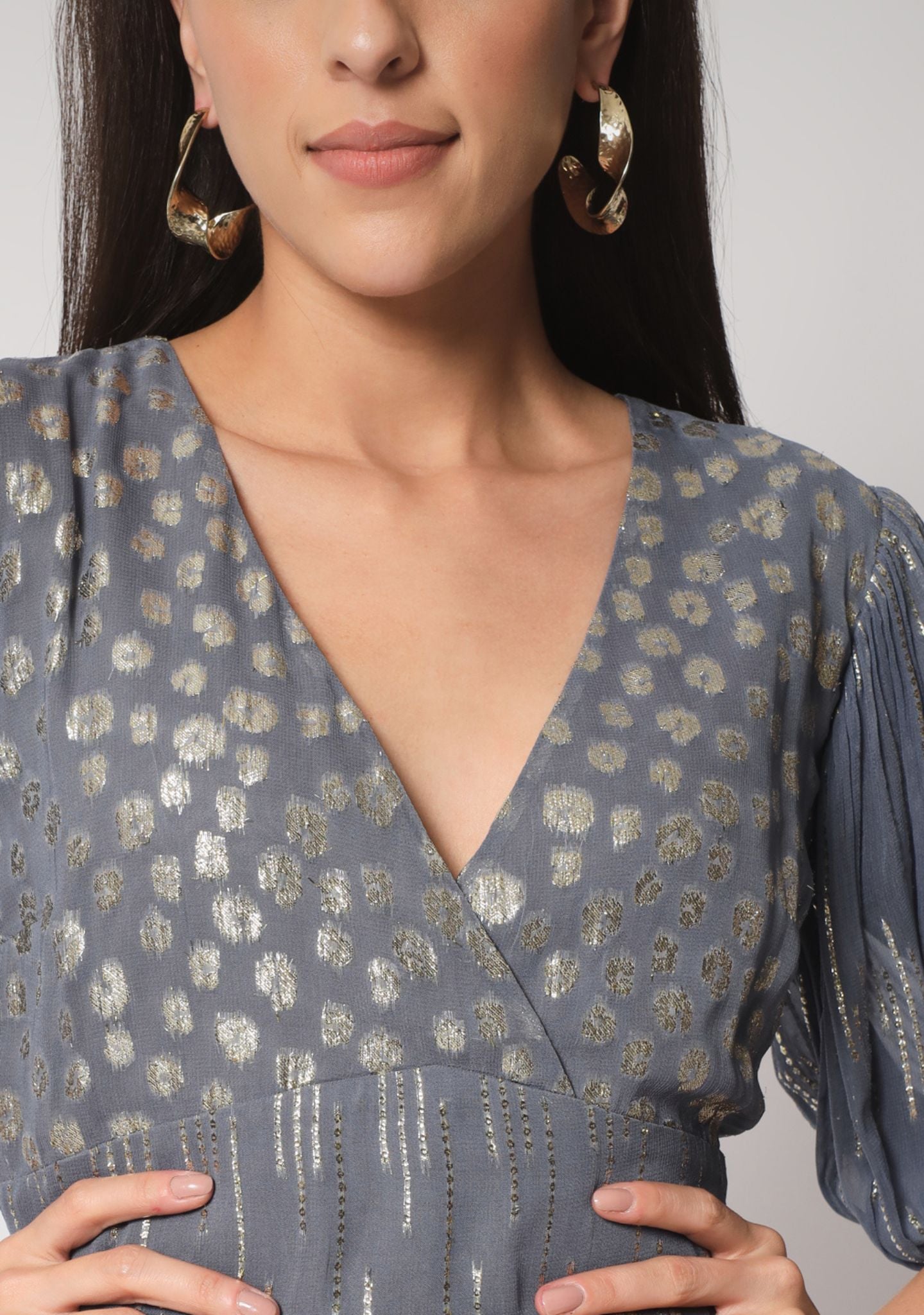 Grey Gold Lurex Tier Dress