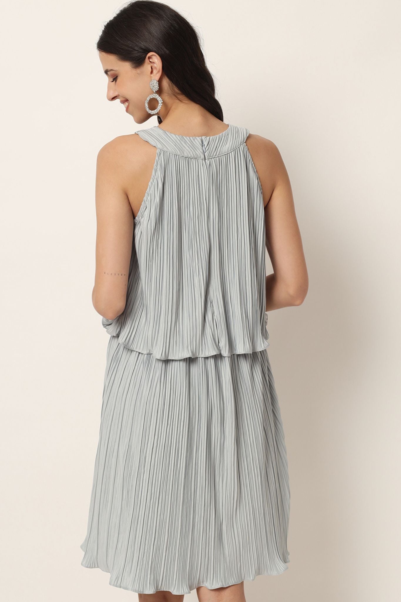 Halter Neck Pleated Mock Dress - Alter Amour