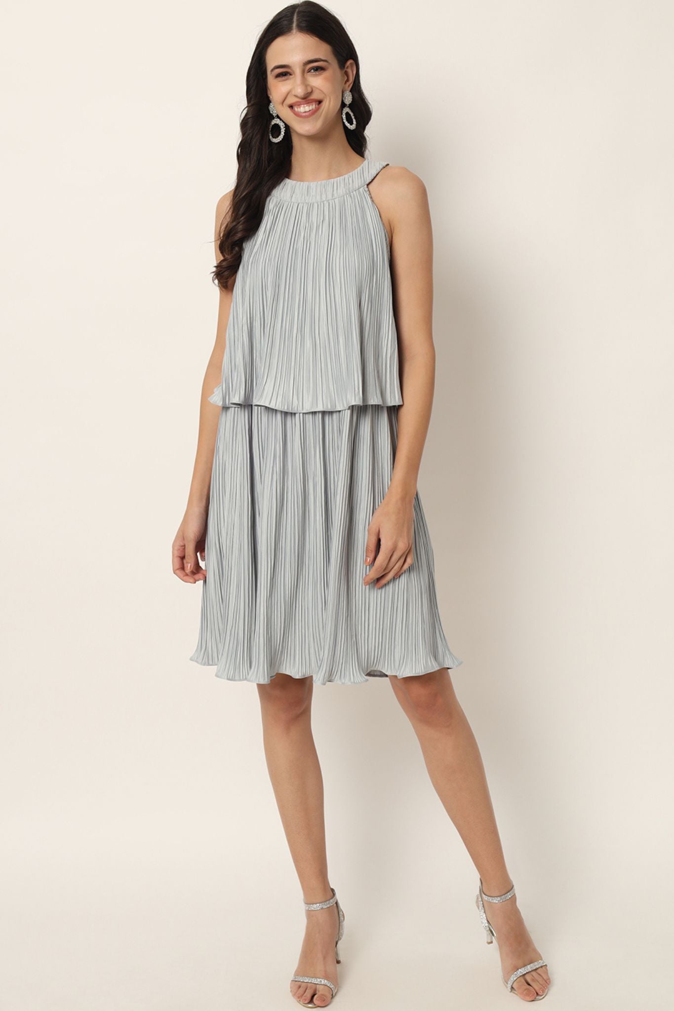Halter Neck Pleated Mock Dress - Alter Amour