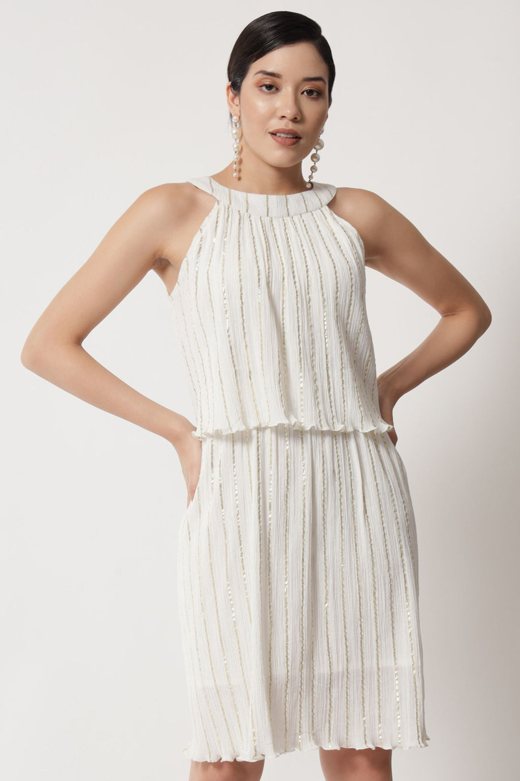 Ivory Gold Lurex Mock Dress - Alter Amour