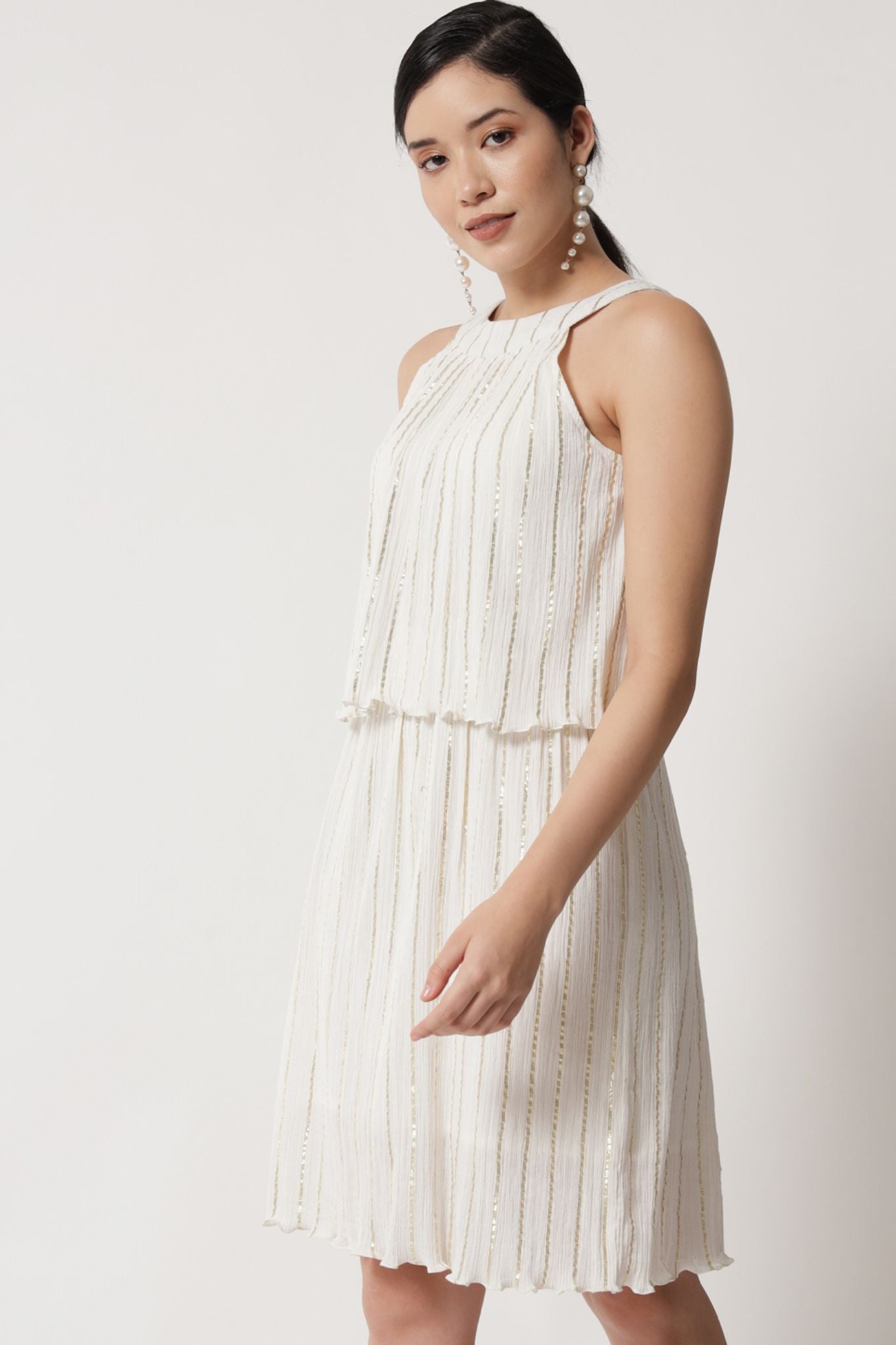 Ivory Gold Lurex Mock Dress - Alter Amour