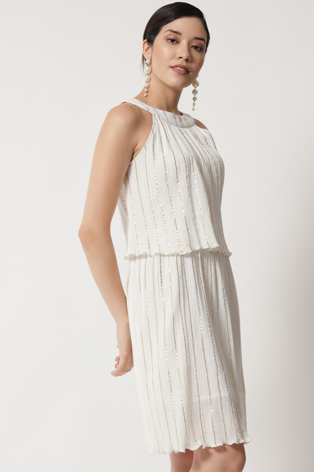 Ivory Gold Lurex Mock Dress - Alter Amour