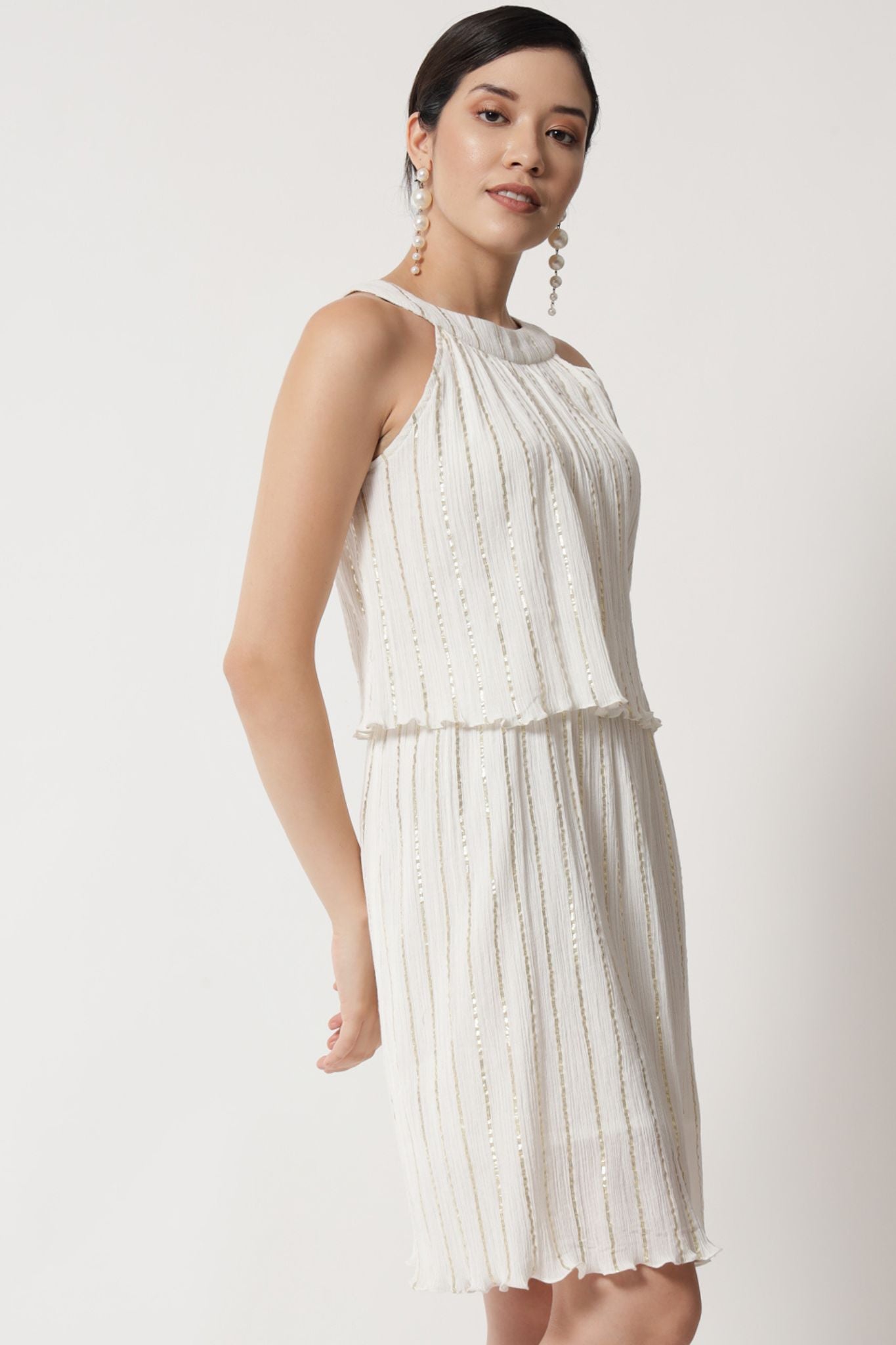 Ivory Gold Lurex Mock Dress - Alter Amour