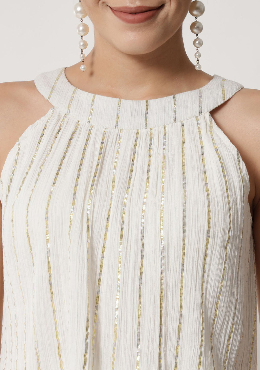 Ivory Gold Lurex Mock Dress - Alter Amour