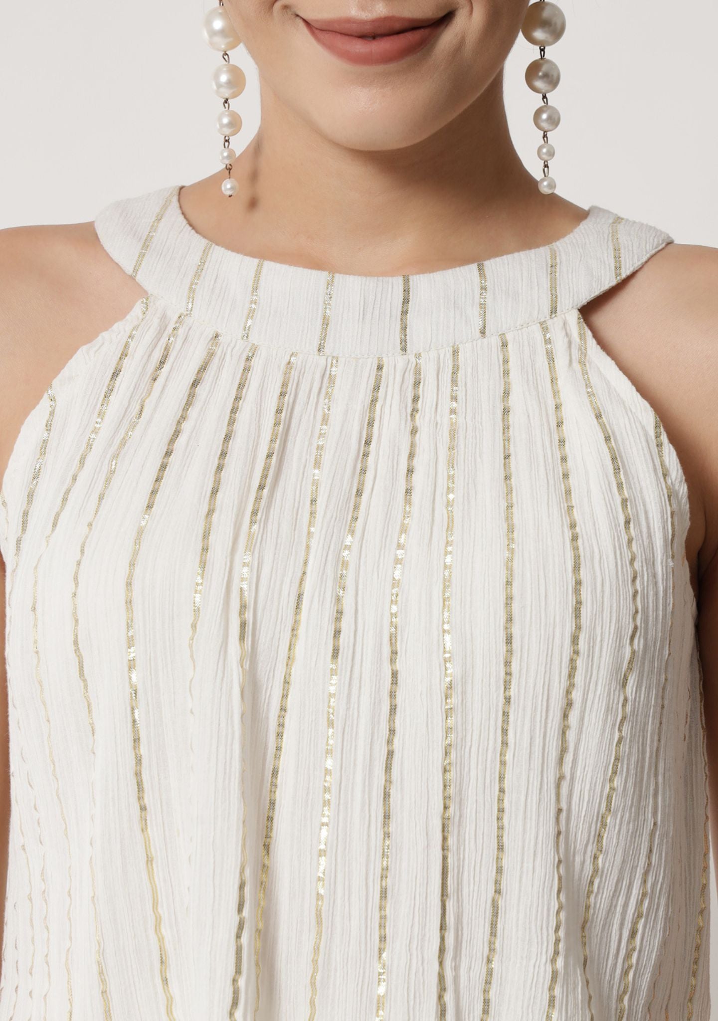 Ivory Gold Lurex Mock Dress - Alter Amour