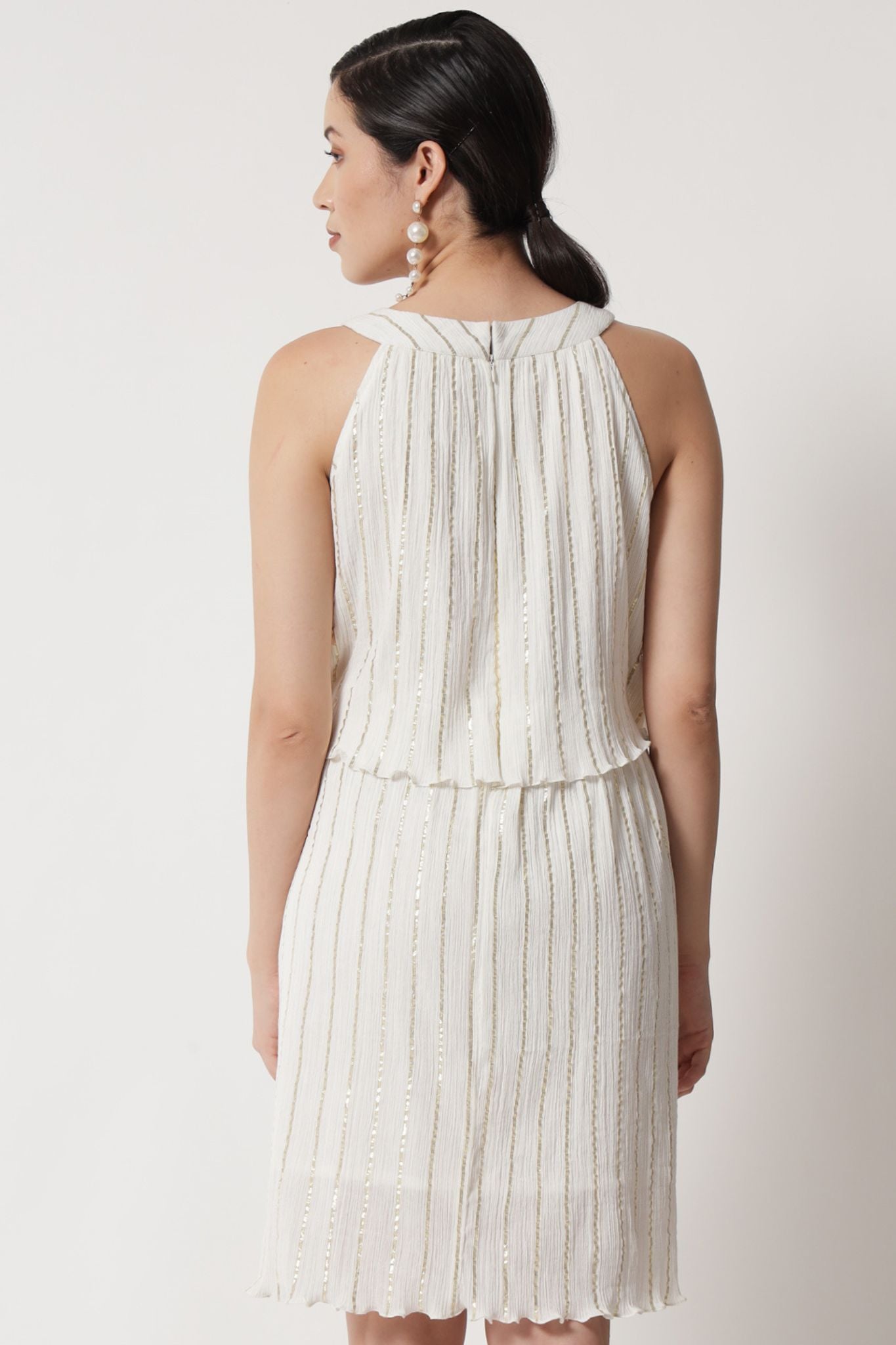 Ivory Gold Lurex Mock Dress - Alter Amour