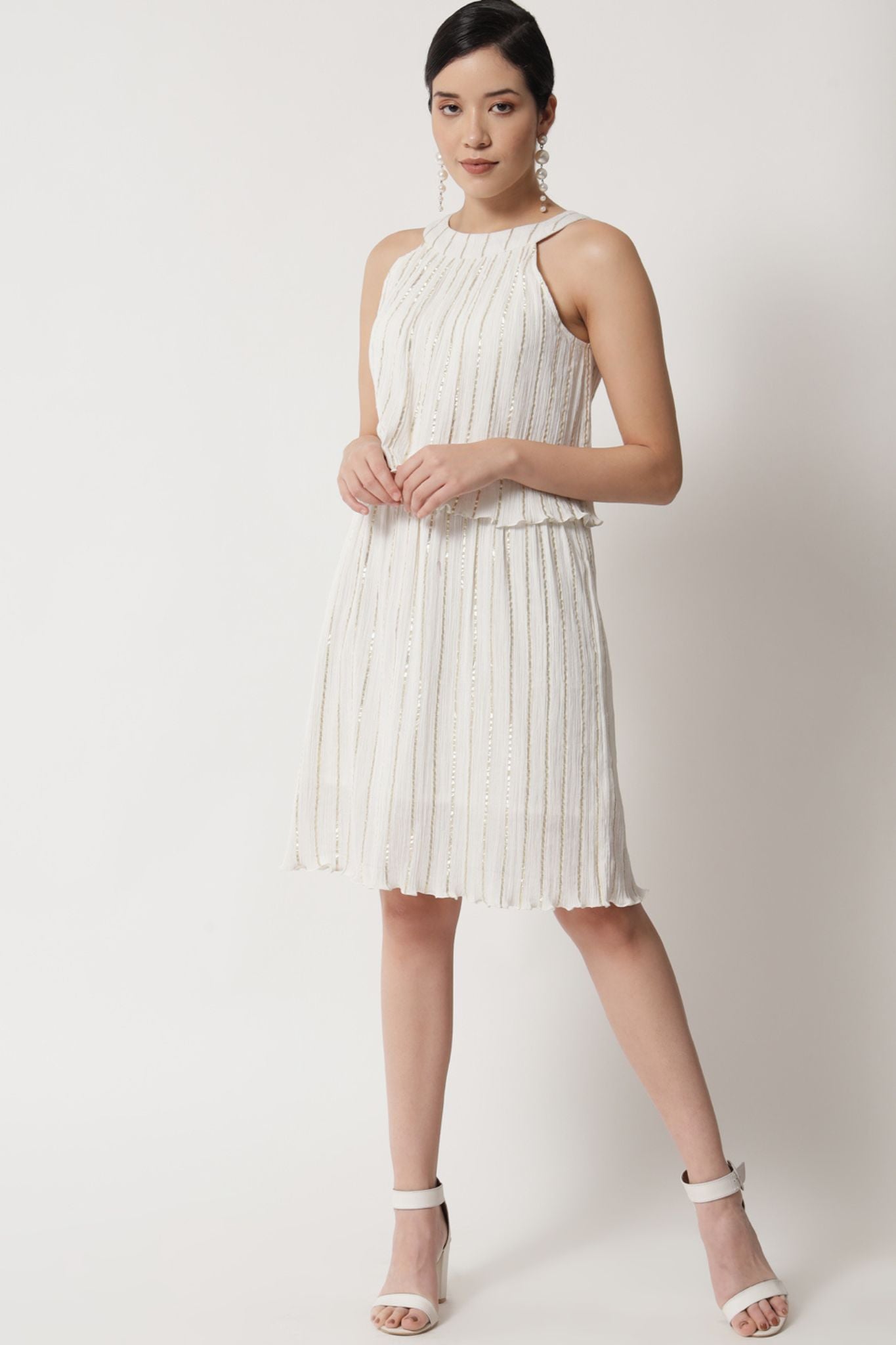 Ivory Gold Lurex Mock Dress - Alter Amour
