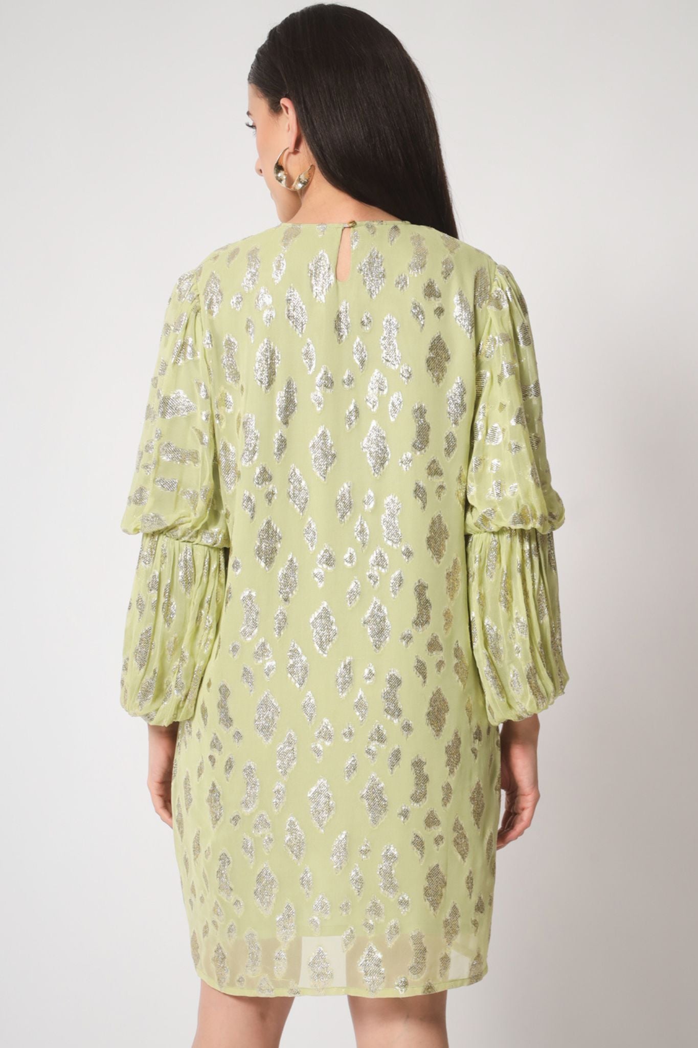 Green Gold Lurex Short Dress