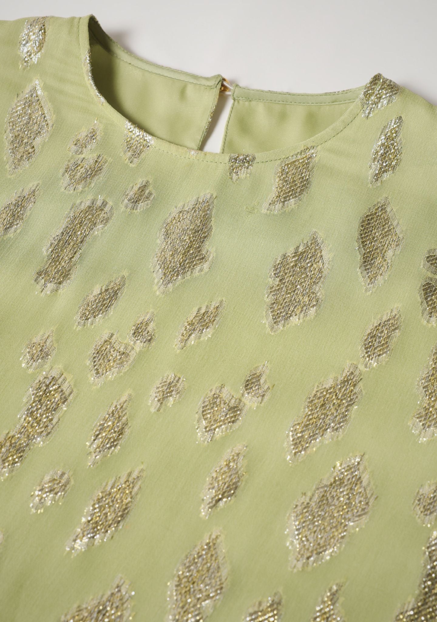Green Gold Lurex Short Dress