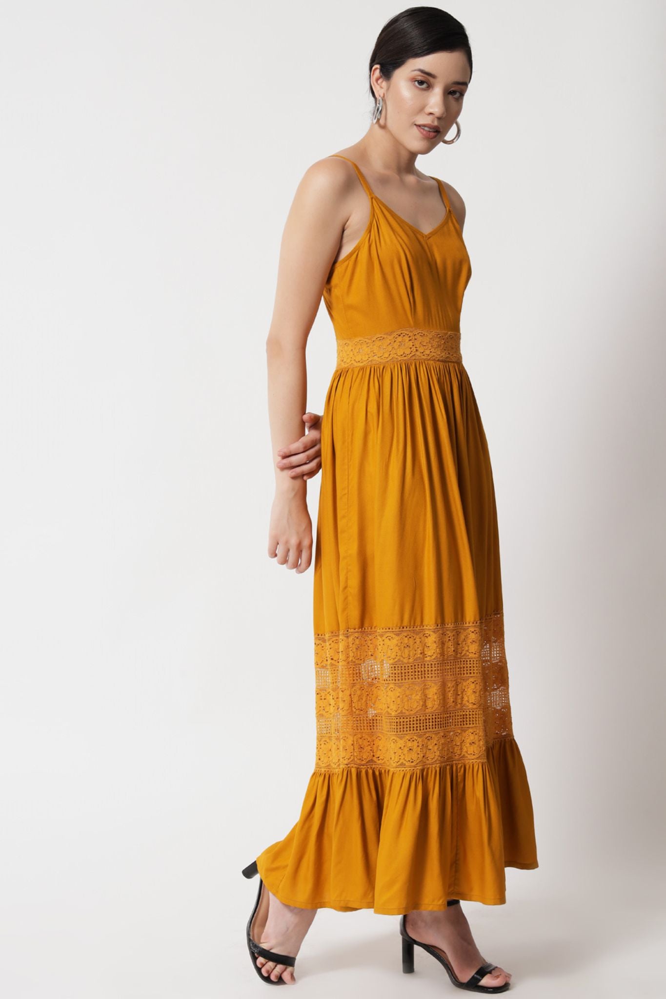 Mustard Yellow Lace Insert Sundress  - Alter Amour