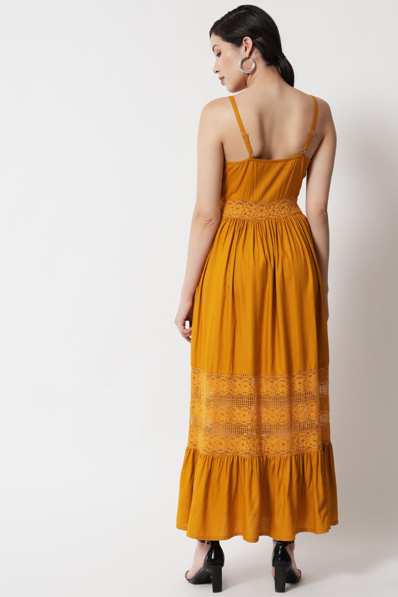 Mustard Yellow Lace Insert Sundress  - Alter Amour