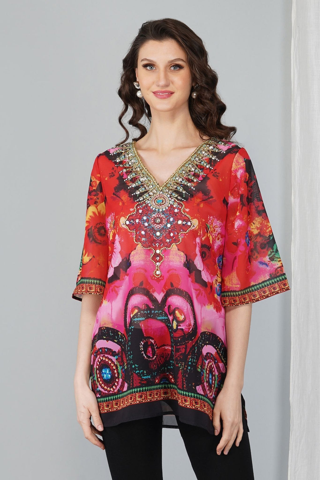 Rosette Embellished Top - AlterAmour