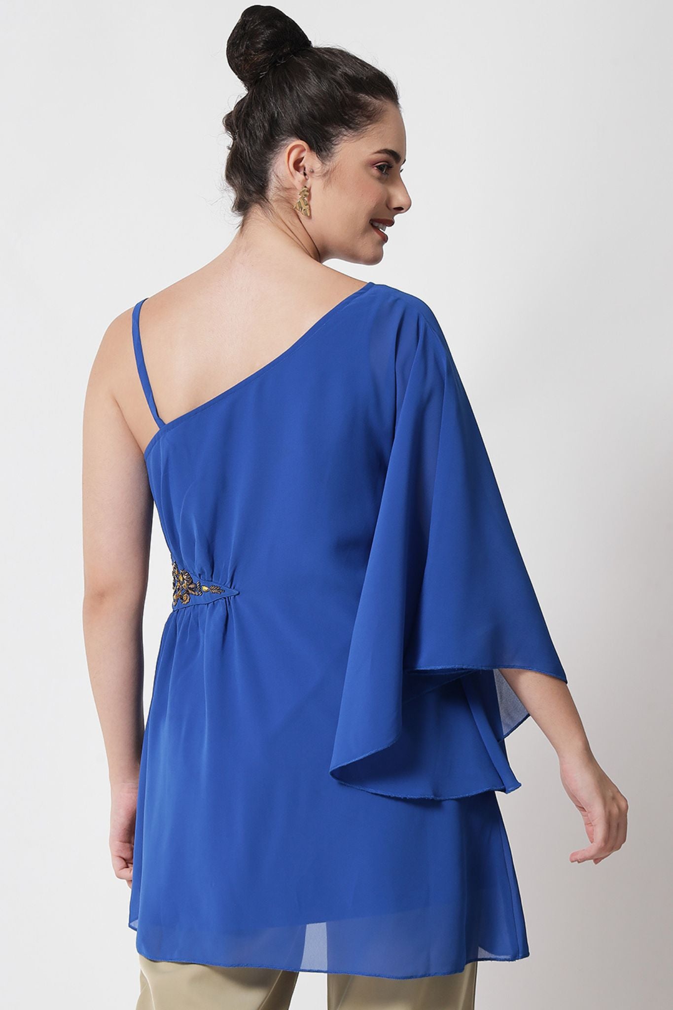 Royal Blue Embellished Kaftan Top - Alter Amour