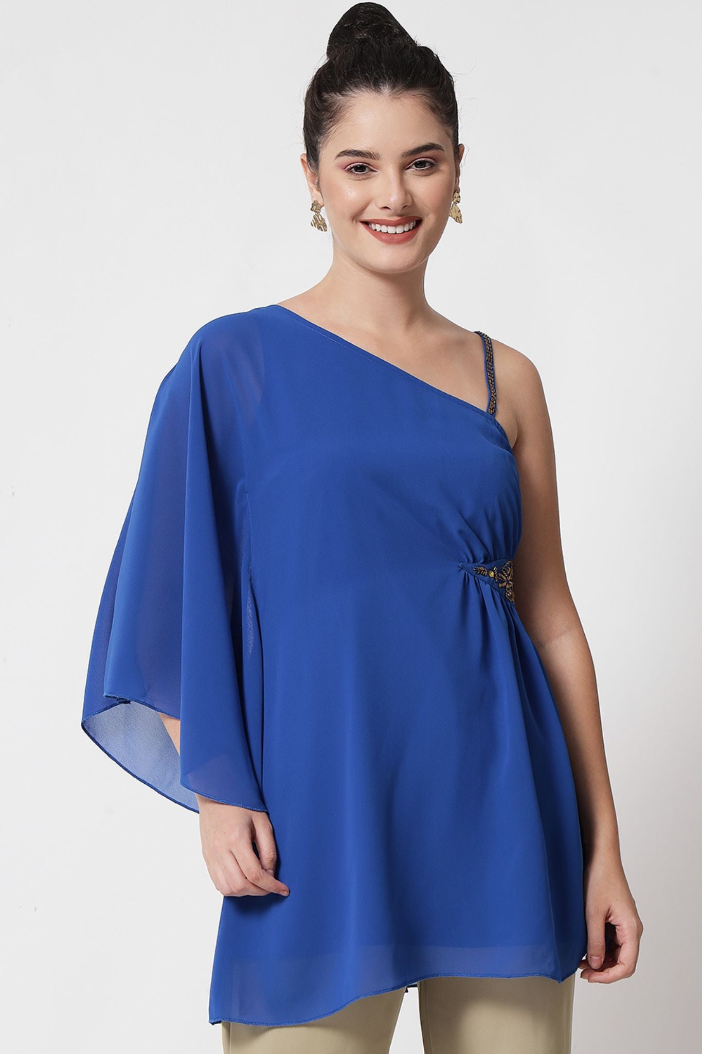 Royal Blue Embellished Kaftan Top - Alter Amour