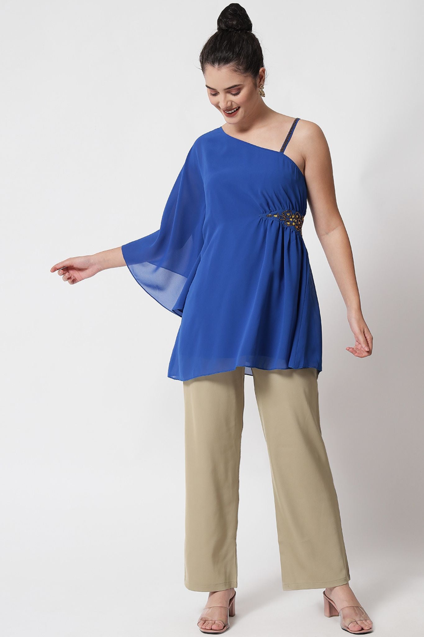 Royal Blue Embellished Kaftan Top - Alter Amour