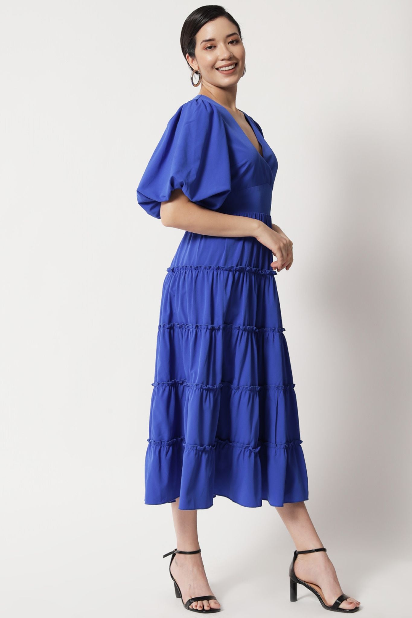 Royal Blue Surplice Tier Dress - Alter Amour